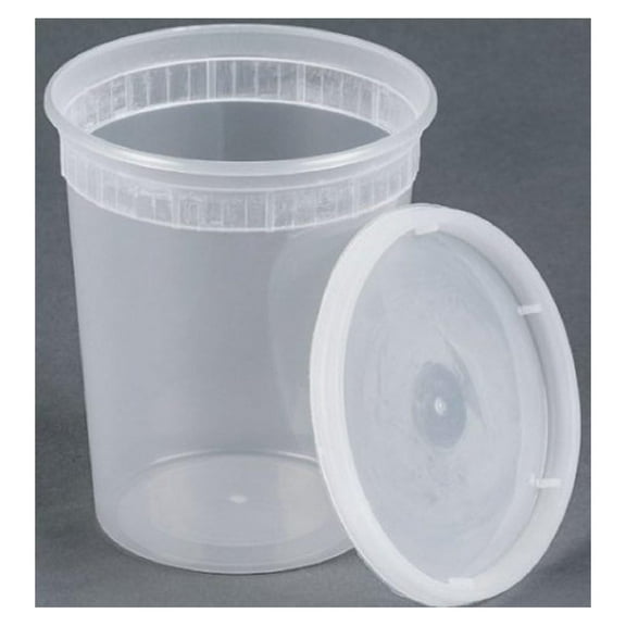 32oz plastic soup/Food container with lids (100 Pack)