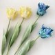 thumbnail image 2 of Xiao Hua 3 flores artificiales de tulipán loro 3D, vívidas y decorativas, tacto real, para el hogar, simulación de flores artificiales amarillas., 2 of 5