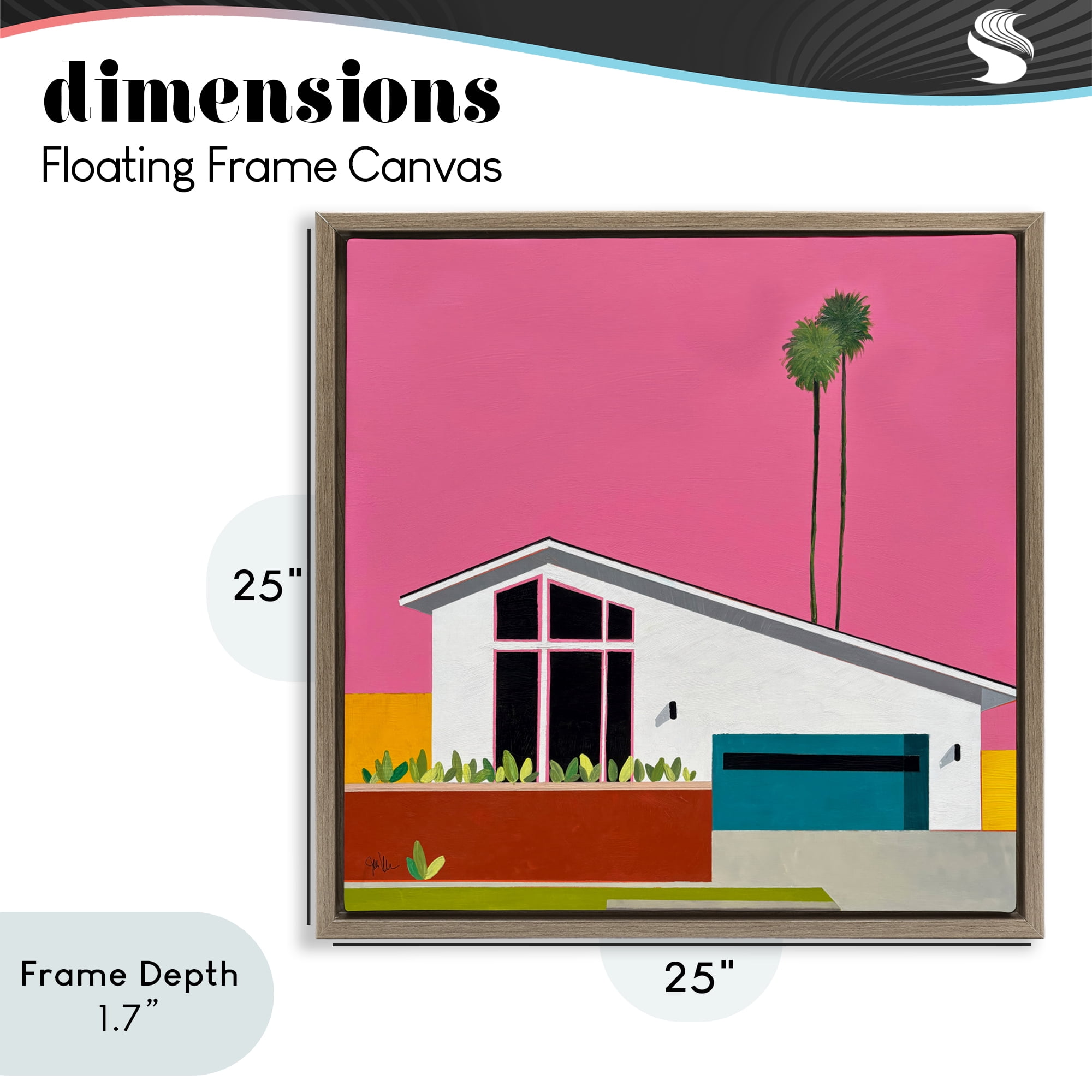 Stupell Industries Pink Sunkissed Suburbia Brown Framed Floater Canvas Wall Art, design by Jan Weiss