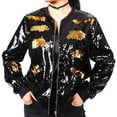 thumbnail image 2 of UJNDER Sequined Baseball Jacket for Women Shiny Sparkly Coat Stylish Fashion Outerwear Long Sleeve Black XXXL, 2 of 3