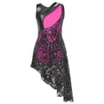 thumbnail image 4 of Vestido de baile de Jazz para niñas, sin mangas, escote redondo, estilo de telas combinadas, lentejuelas brillantes, dobladillo Irregular, traje de leotardos de baile, 4 of 5