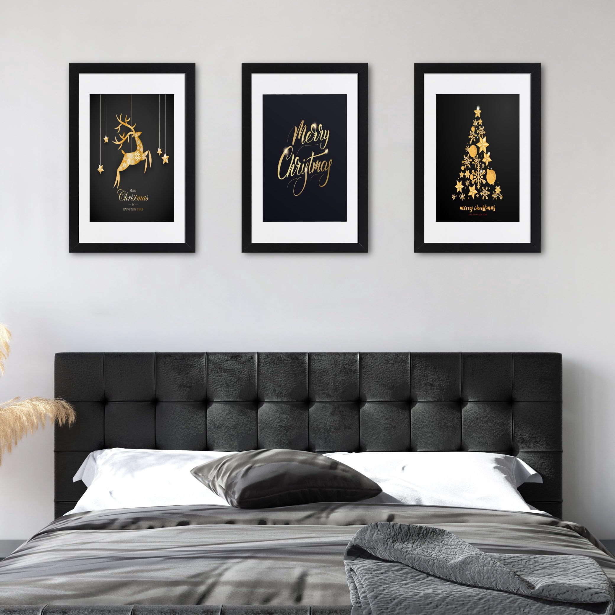 ELSKER&HOME 16x24 Poster Frame 3 pack, Black Picture Frame Display Poster 12 x 18 with Mat or 16 x 24 Without Mat, Horizontal and Vertical Wall Mounting