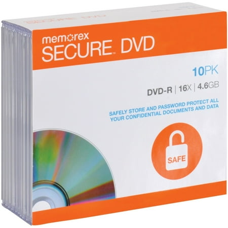 Aes 128 Encryption - 98968 Secure DVD-Rs with AES 256-Bit Software Encryption (10 Pack), Pre-Loaded with Encryptdisc(TM) Lite Software By Memorex