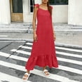thumbnail image 6 of Crunowin Backless Cami Dresses for Women, Casual Lounge Dress Sleeveless House Dress Long Sundress with Back Tie Red M, 6 of 8