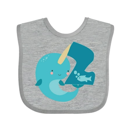 

Inktastic Narwhal 2nd Birthday Gift Baby Boy or Baby Girl Bib