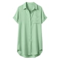 thumbnail image 6 of WULMLEO Collared Button Front Linen Beach Cover Up for Women Short Sleeve Side Split Loose Mini Shirts Dress Vacation Tunics Green Cotton-Linen Blend, 6 of 6