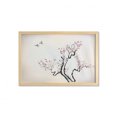 thumbnail image 1 of Floral Wall Art with Frame, Classic Paint Style Art Flower Branches Blossom and Flying Birds Pattern, Printed Fabric Poster for Bathroom Living Room, 35" x 23", Grey White, by Ambesonne, 1 of 2