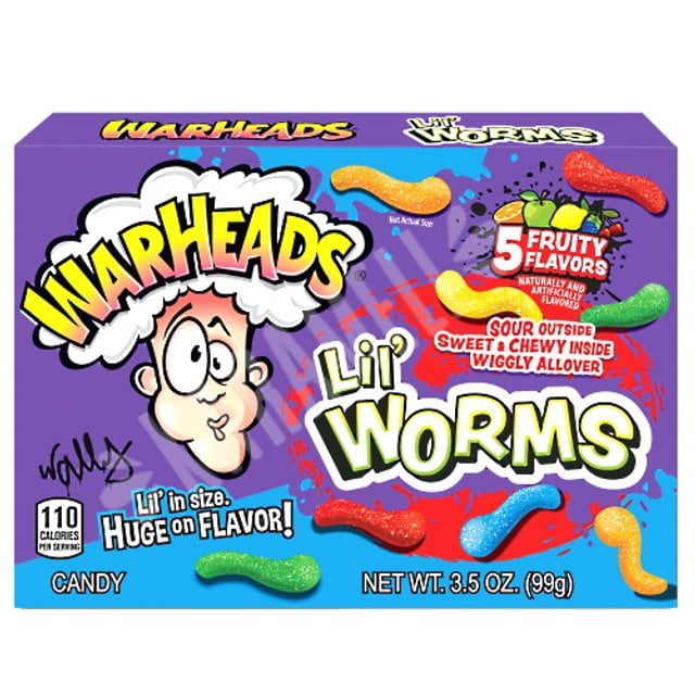 WarHeads Lil Worms Sour Chewy Candy Theater Box 12-count 3.5 oz