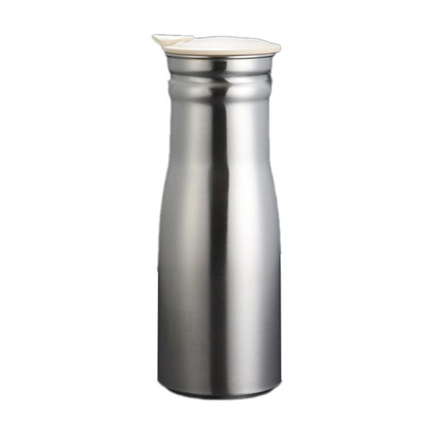 Jarra de agua de acero inoxidable con tapa de PP, dispensador de bebidas, jarra de jugo, tetera de 100 ml para restaurantes, fiestas, oficinas, casas Tapa blanca