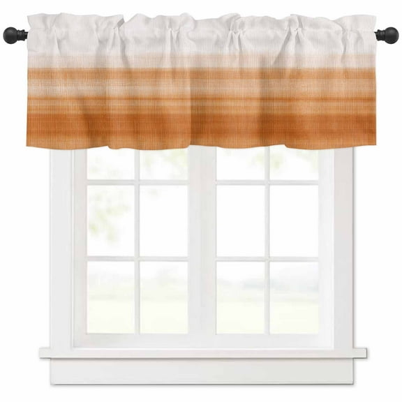 Orange White Ombre Valances for Windows Farmhouse Kitchen Curtains Valances Rod Pocket Valance Curtains for Kitchen Windows Farmhouse Retro Simple Striped Art Window Valances for Bathroom 42"x18"