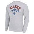 thumbnail image 2 of Men's Starter Heather Gray Edmonton Oilers Stick And Puck Logo Fleece Pullover Sweatshirt, 2 of 3