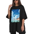thumbnail image 4 of Plus Size Shirt for Women Black Tops for Women Short Sleeves Shirt for Women Seaside (17) T Shirt Crewneck Shirt for Women XS, 4 of 5