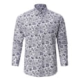 thumbnail image 4 of Camisas De Vestir Para Hombre Manga Corta Camiseta de primavera y verano para hombre, camiseta hawaiana de manga larga con estampado Floral, botón de playa, camiseta de trabajo cálida (White, 5XL), 4 of 5
