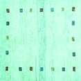 thumbnail image 1 of Ahgly Company Machine Washable Indoor Square Solid Turquoise Blue Modern Area Rugs, 4' Square, 1 of 4