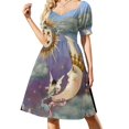 thumbnail image 1 of Sol y Luna - Ángel Celestial - Tarot Sol- Tarot Luna Vestido de Manga Corta Vestidos elegantes para mujer 2025 Vestido, 1 of 7