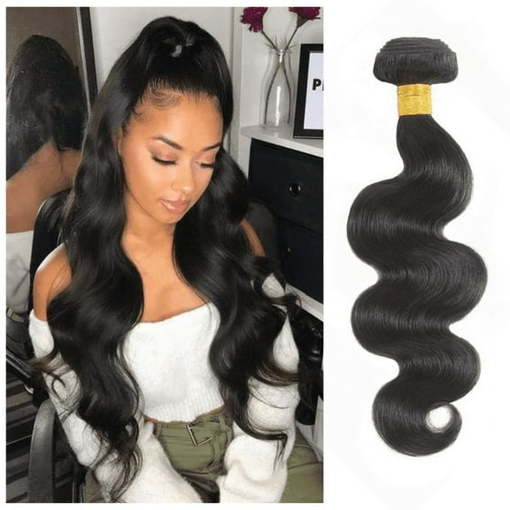 USTAR 100% Unprocessed Brazilian Virgin Remy Human Hair Extensions Body Wave Bundle #1B 12" Inch