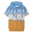 thumbnail image 3 of Kids Ice Cream Print Short Sleeve Hoodie Size 4-12Y Lightweight Pullover With Pocket Summer Top for Boys Girls, 3 of 3