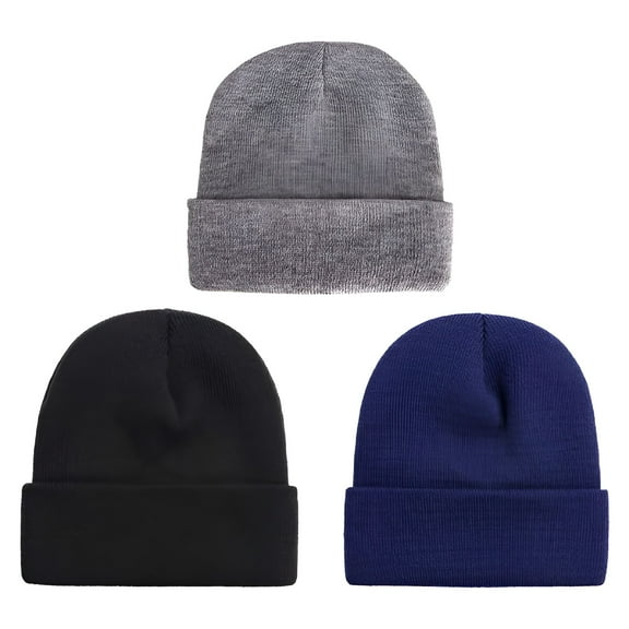 TELOLY 3 Packs Unisex Beanie Hats for Men Women Warm Winter Knit Beanies Toboggan Cap for Cold Weather Beanies for Men