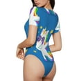 thumbnail image 3 of The Xecao Cool Unicorn Star Golden Women's Crew Neck Body Suit, a short-sleeved bodysuit and basic swimsuit, both comfort and style for dating and daily life, 3 of 9