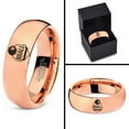 thumbnail image 4 of Tungsten 8-ball ring Band Ring 7mm Men Women Comfort Fit 18k Rose Gold Dome Polished, 4 of 4