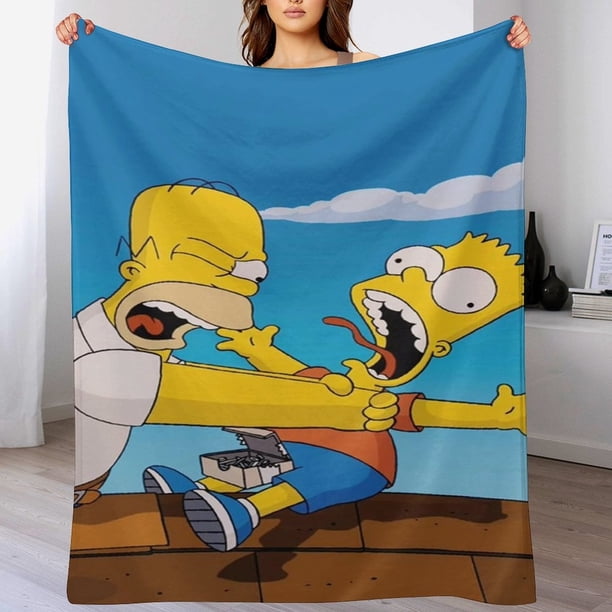 Manta de Los Simpsons, súper suave, acogedora y cálida manta de felpa para niños y niñas, mantas de franela ligeras y difusas para sofá, cama, viajes, camping, regalos de 80 x 60 pulgadas