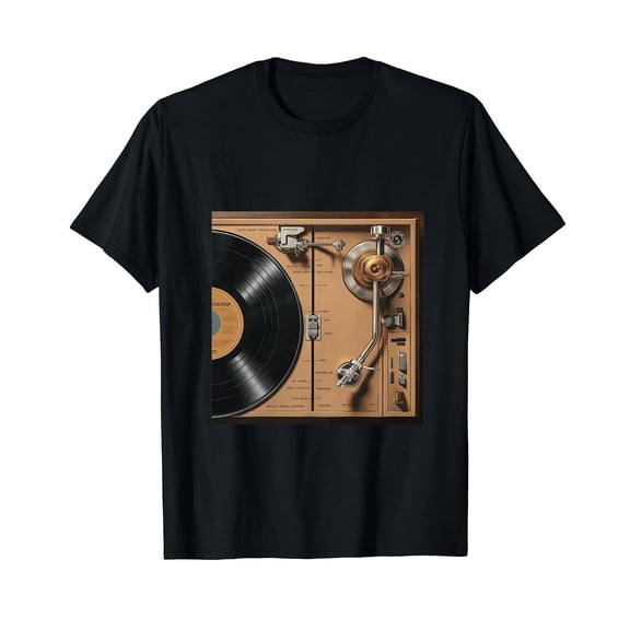 Men's Retro Vintage Vinyl Record Player Graphic T-Shirt