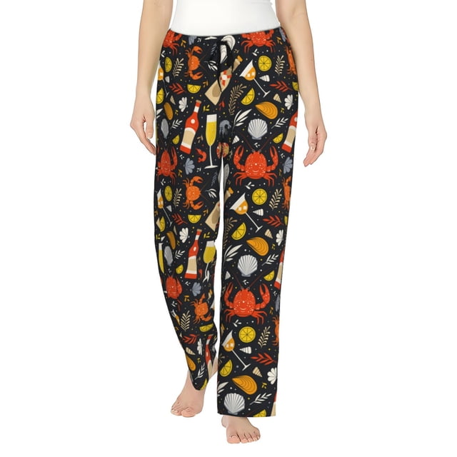 Balery Seafood And Drinks Pantalones de pijama para mujer, pijamas ultraligeros, pantalones de estar por casa-Medium