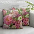 thumbnail image 3 of Creowell Shabby Chic Throw Pillow Covers, Floral Decorative Cushion Flower Pillow Cases 18 x 18 Inch, Pink Rose Pillow Cases for for Summer Spring Wedding, 3 of 5
