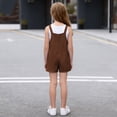 thumbnail image 6 of BFHHYA Girls Cotton Linen Rompers Spaghetti Strap Sleeveless V-Neck Shorts Jumpsuits Fashion Summer Rompers with Pockets 5-14 Y, 6 of 8