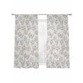 thumbnail image 2 of Rustic Blue Leaves Semi Sheer Curtains 63 Inch Length 2 Panels Set, Farmhouse Botanical Beige Sheer Kitchen Curtain Privacy Voile Window Curtain for Living Room Bedroom Rod Pocket Drapes, 2 of 7
