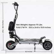 5600W Off-Road Electric Scooter, 56 MPH 62 Miles Range, 60V 30AH Dual Fast Charge, Dual Oil Disc Brakes, LED Lights, Spare Tire, Adult E-Scooter