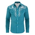 thumbnail image 3 of Girls T Shirts Kids Western Cowboy Print Long Sleeve Button Down Casual Shirt Girls' Tops Light Blue 8-9 Years, 3 of 5