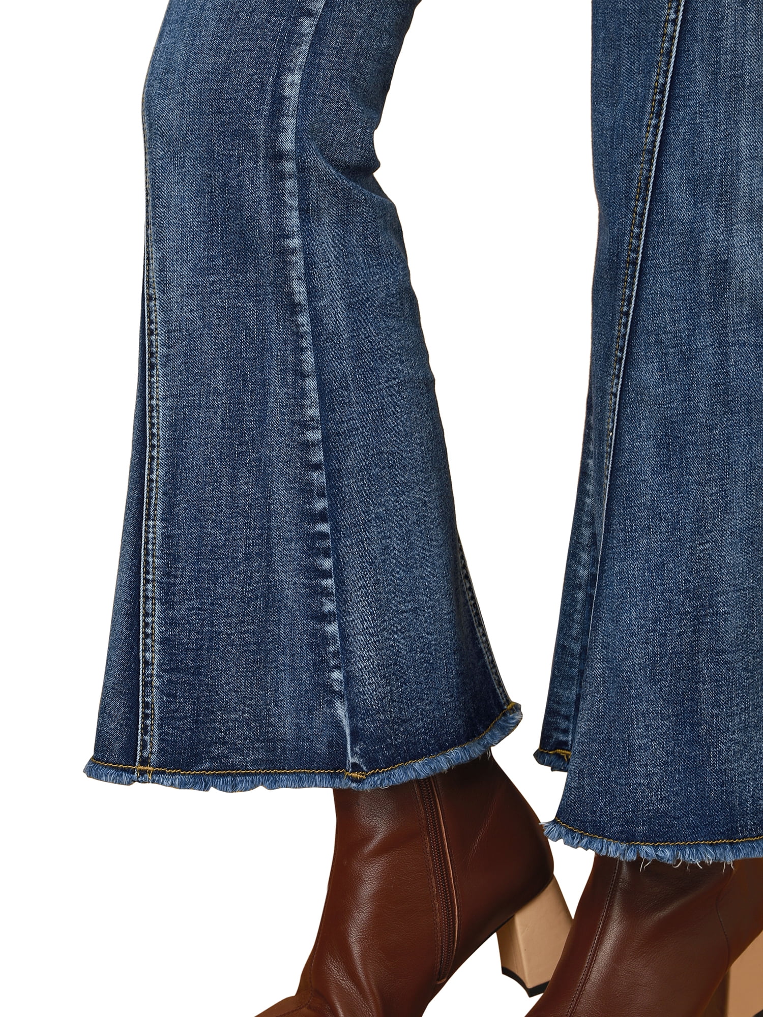 DARING DIVA Women's Flare Denim Pants High Waist Stretch Bell Bottoms Jeans S Blue
