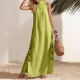 thumbnail image 4 of Dvprdro Mandarin Collar Sleeveless Button Front Side Slit Maxi Dress for Women Loose Fit A Line Summer Daily Solid, 4 of 8