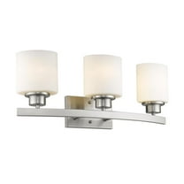 Aaliyah Contemporary 3 Light Brushed Nickel Bath Vanity Light Opal White Glass - 23 in.