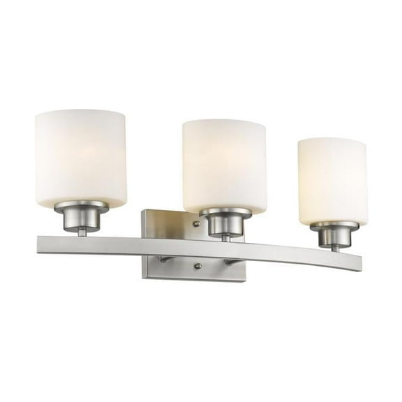 Aaliyah Contemporary 3 Light Brushed Nickel Bath Vanity Light Opal White Glass - 23 in.