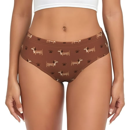 Womens Underwear - Dachshund Dog Puppy Chocolate No Show Seamless Underwear for Women  Soft Stretch Womens Panties  Hipster Ladies Panties Bikini Underwear Briefs