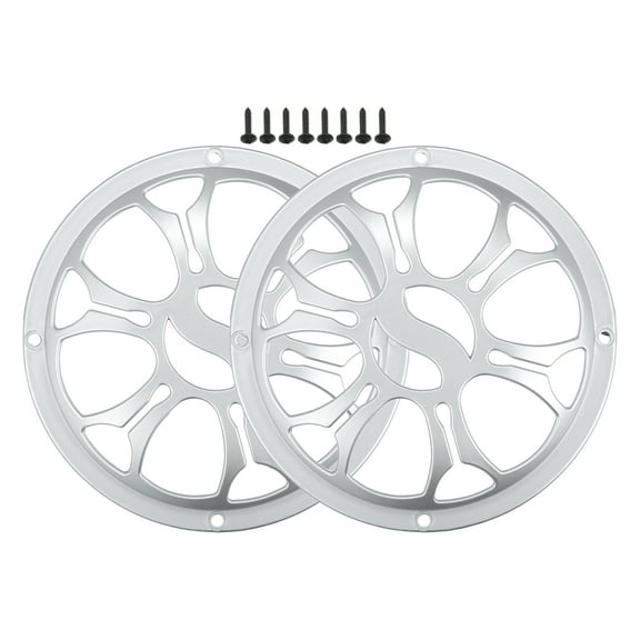 Unique Bargains 2 Pcs 5" Car Speaker Grills Cover Round 5 Inch Audio Subwoofer Protector with Screws ABS Silver Tone