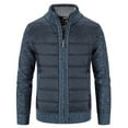thumbnail image 2 of SWSMCLT Men's Winter Quilted Puff Jackets Thermal Warm Slim Fit Long Sleeve Knit Cardigan Sweaters Patchwork Fleece Lined Jacket Soft Zip Up Thick Business Casual Outerwear Blue 36, 2 of 5