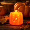 thumbnail image 3 of Halloween Decorations Pumpkin Candle Light Decoration Prop, Flameless Pumpkin Candle Decor for Halloween Parties, Festive Fall Decorations for Home, Easy to Place Anywhere, 3 of 7