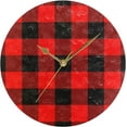 thumbnail image 5 of GZHJMY Round Digital Clock Red Buffalo Plaid Creative Decorative Quiet Not Ticking Clock,Bedroom Living Room Bathroom Kitchen Office Wall Ornament (Black 10x10In), 5 of 7