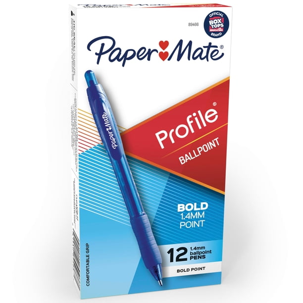 Bolígrafos Paper Mate Profile retráctiles azules, 12 unidades