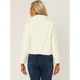 thumbnail image 4 of DARING DIVA Women's Faux Fur Fluffy Coat Collar Cropped Jacket M White, 4 of 6