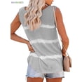 thumbnail image 3 of BadPiggies Women's Summer Boho Tie Dye Sleeveless Tank Tops Button Blouse Loose Casual Striped Vest T-shirt Plus Size (3XL, Gray), 3 of 6