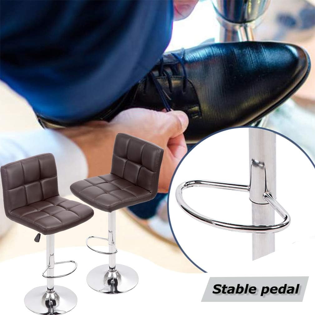 YRLLENSDAN Adjustable Bar Stools Set of 2, Kitchen Bar Stools Swivel Bar Stools with Back Bar Stools for Kitchen Counter, Brown