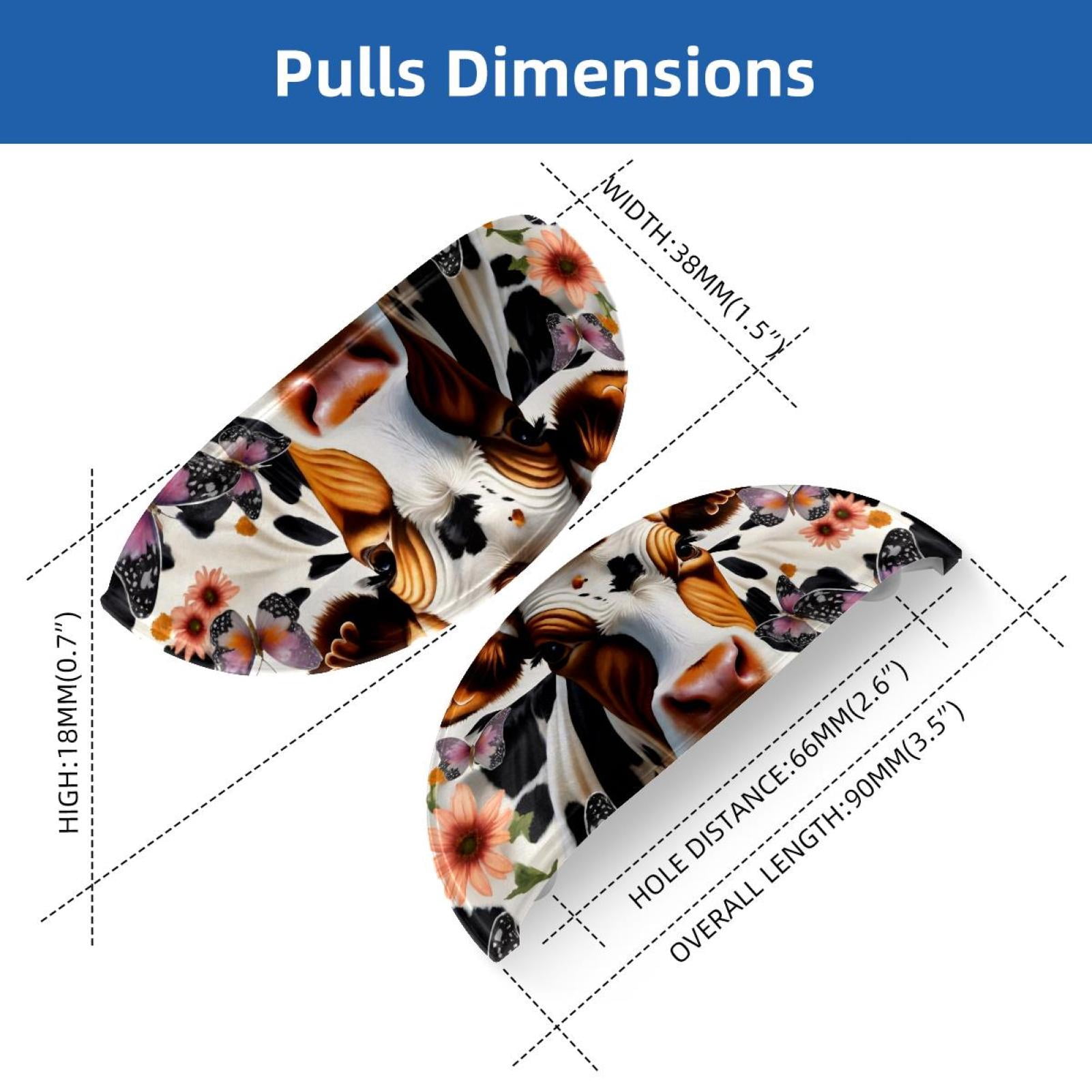 PhooArto 6 Pcs Cup Drawer Pulls, Butterflies Flower Cow Print Shell Shape Handles Cabinet Knobs for Dresser Cupboard Closet Wardrobe with Screws