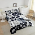 thumbnail image 3 of Deer Bear Comforter Set King Size,Wolf Hunting Adventure Rustic Bedding Set Adults Room Decor,Geometric Plaids Patchwork Down Comforter,Blue Xmas Duvet Insert, 3 of 6