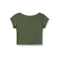 thumbnail image 6 of Yunliwuli Women's Lace Trim Cropped Tops Short Sleeve Sweetheart Neck Mini Bow Front Sweet Slim T-Shirt, 6 of 10