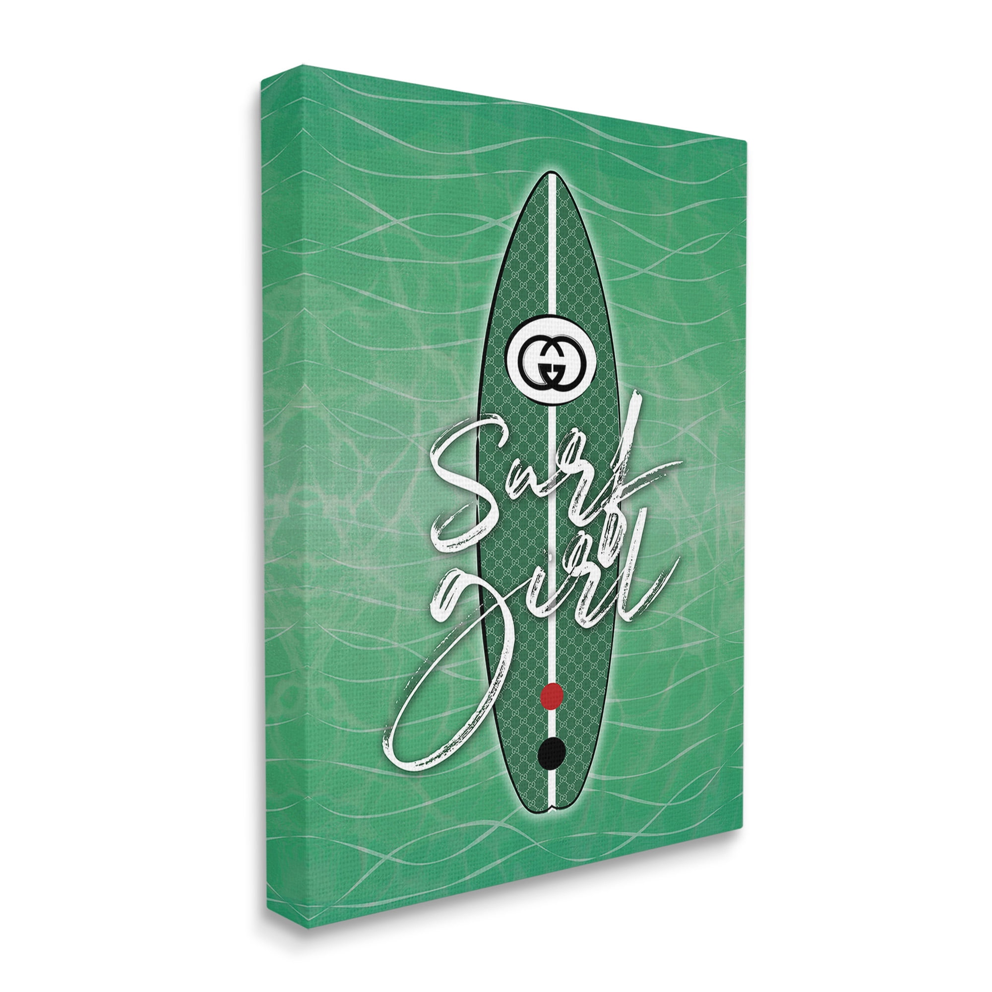 Stupell Industries Surf Girl on Green Beauty & Fashion Painting Gallery Wrapped Canvas Art Print Wall Art, 36 x 48