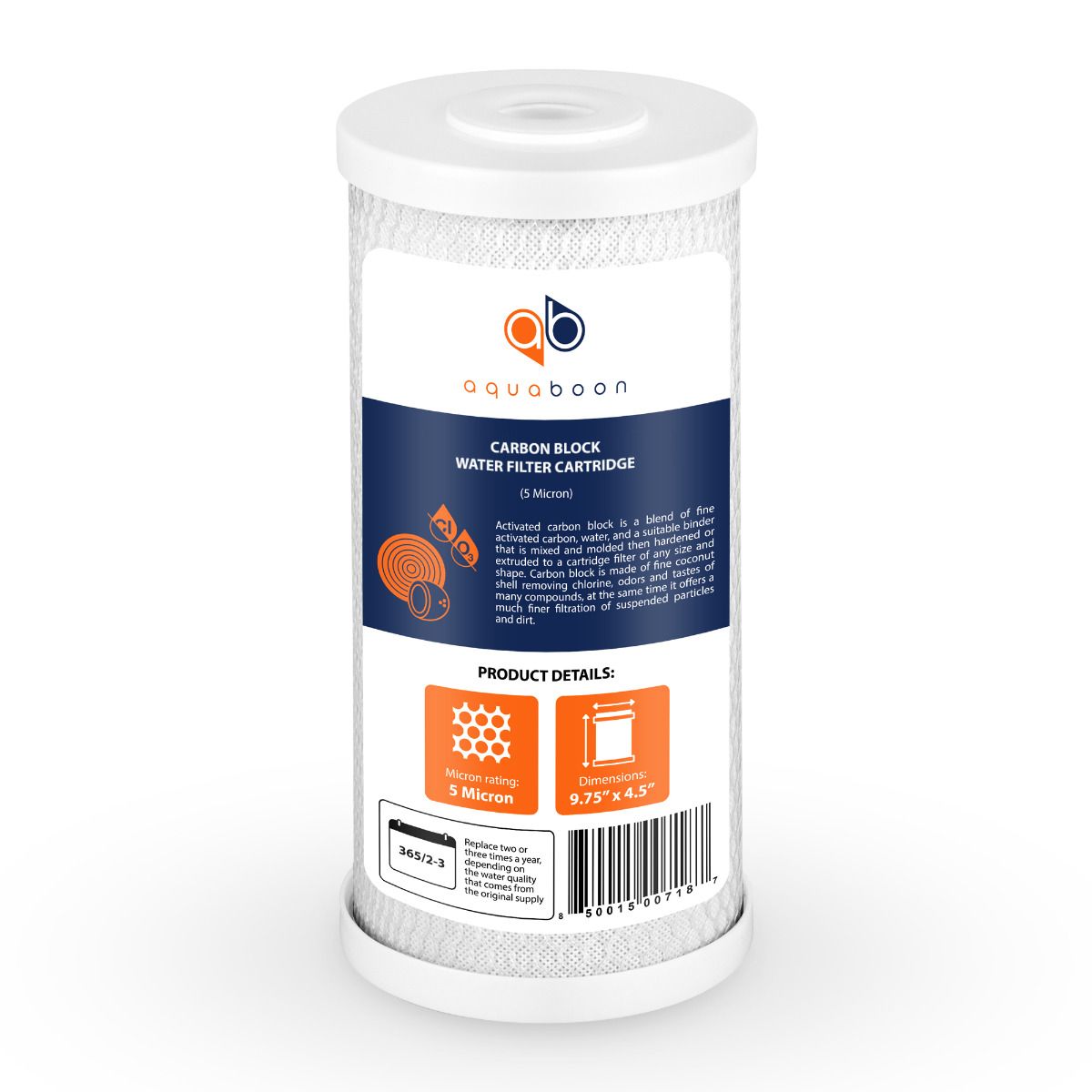 Aquaboon Coconut Shell Water Filter Cartridge | Activated Carbon Block CTO | Universal Whole House 5 Micron 10 inch Cartridge | Compatible with WFHDC8001, CB-BB-10, EPM, EP-BB 4-Pack